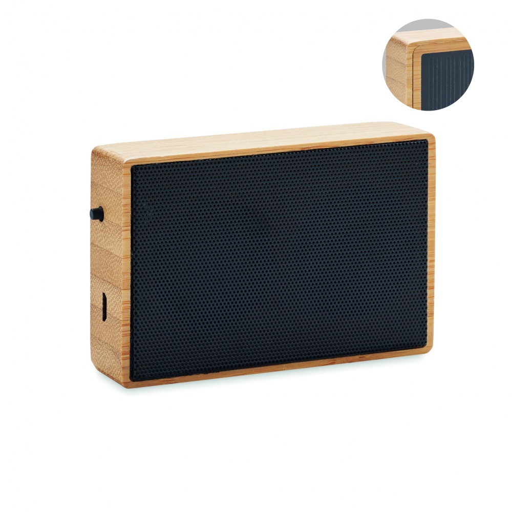 Logotrade promotional gift picture of: Solar bamboo wireless speaker