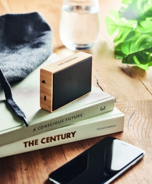 Logo trade business gift photo of: Solar bamboo wireless speaker
