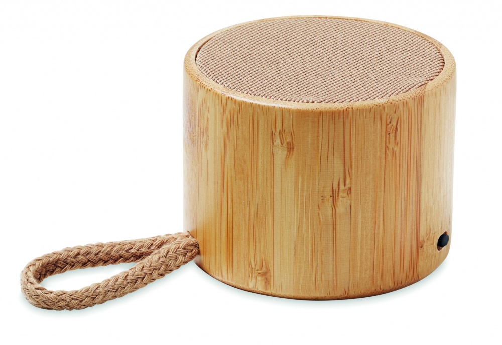 Logotrade promotional merchandise picture of: Round bamboo wireless speaker