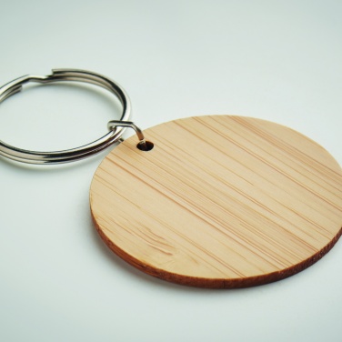 Logo trade promotional merchandise image of: Round bamboo key ring Pieksämäki