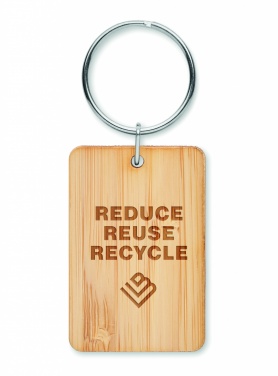 Logo trade promotional giveaways image of: Rectangular bamboo key ring Riihimäki