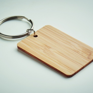 Logotrade promotional merchandise picture of: Rectangular bamboo key ring Riihimäki