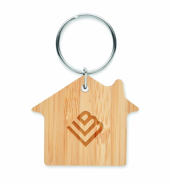 Logotrade promotional item picture of: House shaped bamboo key ring Järvenpää