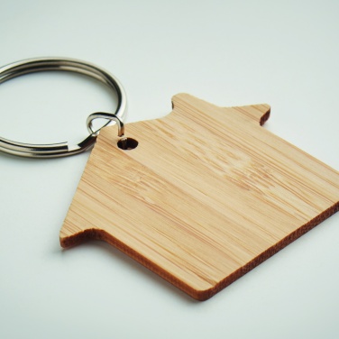 Logotrade promotional merchandise image of: House shaped bamboo key ring Järvenpää