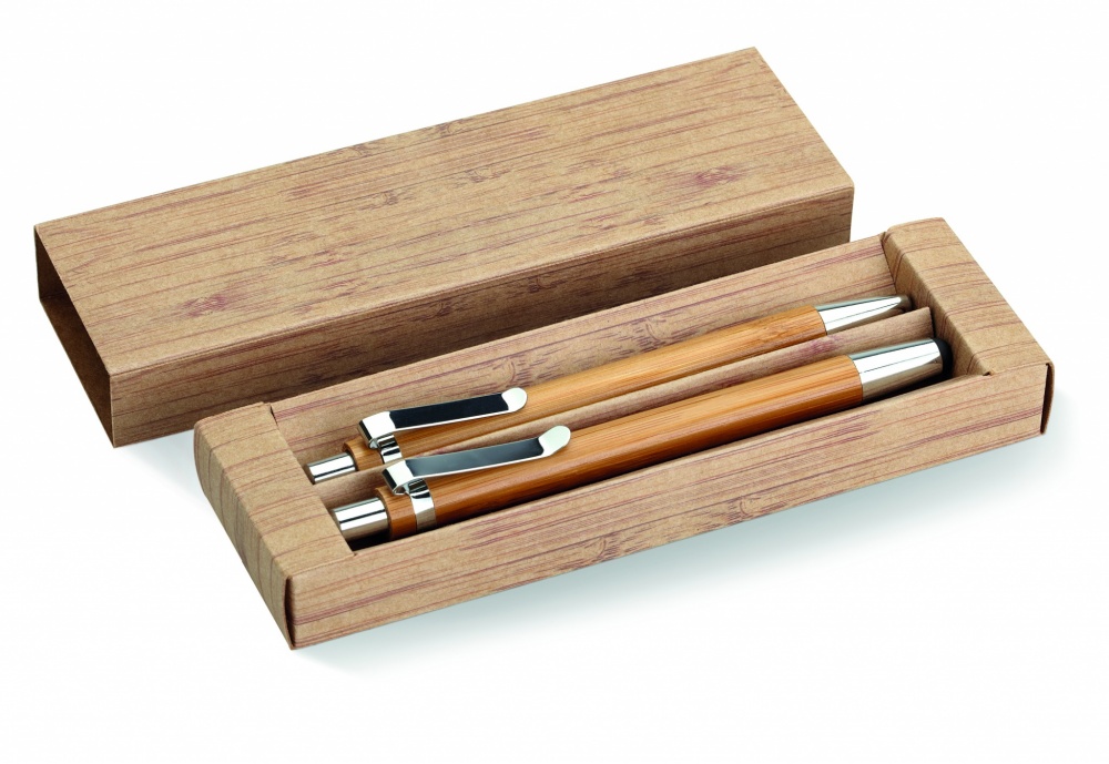 Logotrade promotional giveaway image of: Bamboo pen and pencil set