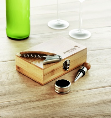 Logo trade promotional merchandise picture of: Wine set in bamboo box