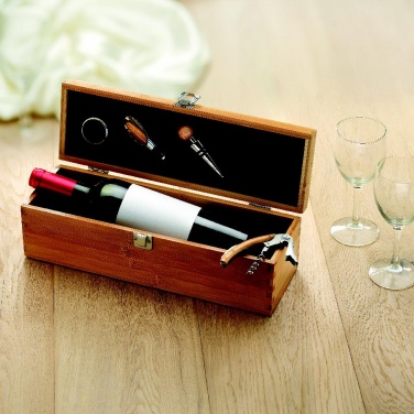 Logo trade corporate gifts image of: Wine set in bamboo box