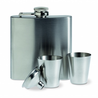 Logotrade promotional giveaway image of: Slim hip flask w 2 cups set