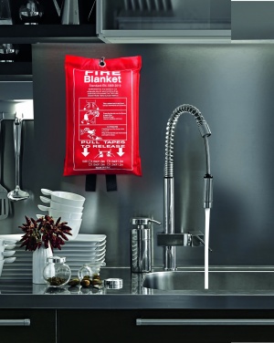 Logo trade promotional merchandise image of: Fire blanket in pouch 100x95cm