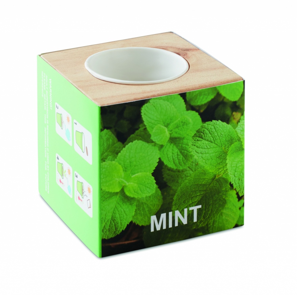 Logotrade business gifts photo of: Herb pot wood "MINT"
