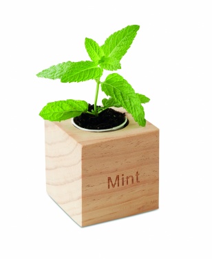 Logotrade promotional merchandise image of: Herb pot wood "MINT"
