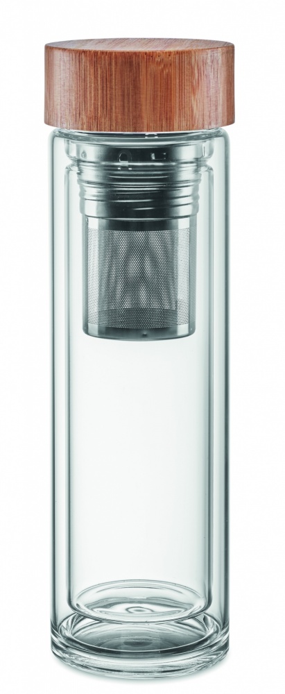 Logo trade business gift photo of: Double wall glass bottle 400ml München