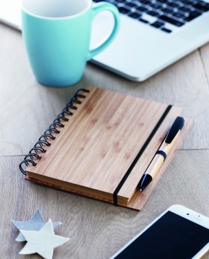 Logo trade business gifts image of: Bamboo notebook with pen lined BAMBLOC