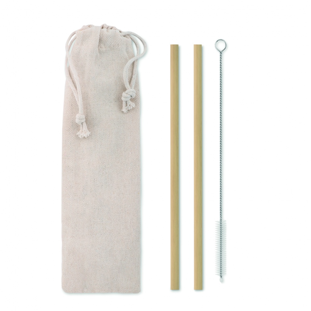 Logo trade promotional merchandise picture of: Bamboo Straw w/brush in pouch