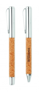 Logotrade advertising product image of: Metal Ball pen set in cork box