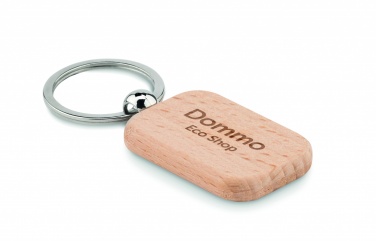 Logo trade promotional merchandise picture of: Rectangular wooden key ring Bauska
