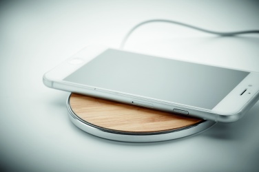Logo trade promotional merchandise photo of: Bamboo wireless charger 10W DESPAD