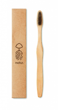 Logo trade promotional merchandise image of: Bamboo toothbrush in Kraft box