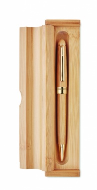 Logo trade promotional products image of: Bamboo twist-action ballpoint pen in a box