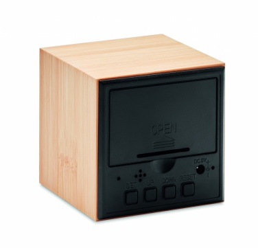 Logo trade corporate gifts image of: LED alarm clock bamboo casing Dortmund