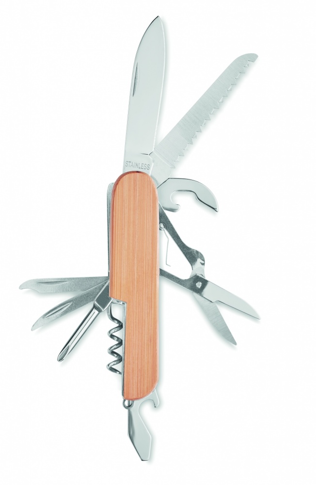 Logotrade promotional products photo of: Multi tool pocket knife bamboo