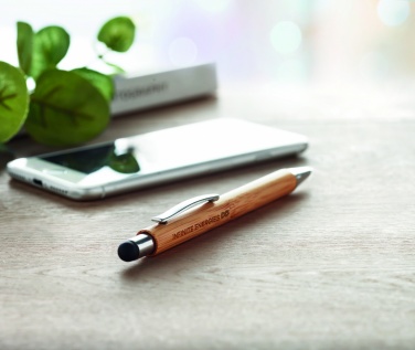 Logo trade promotional items picture of: Bamboo ballpoint pen with blue ink