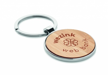Logo trade promotional merchandise photo of: Round key ring metal bamboo Dobele