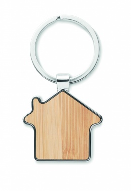 Logo trade promotional gifts image of: House key ring metal bamboo NORDIC