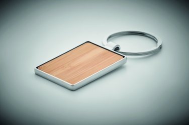 Logo trade promotional items picture of: Rectangular key ring bamboo WEST