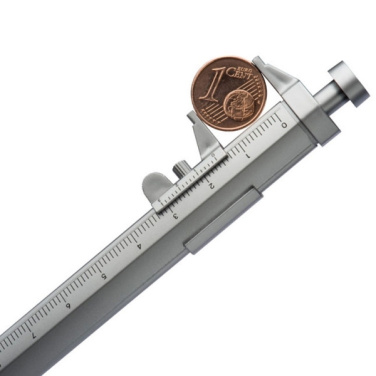 Logo trade promotional merchandise picture of: Plastic ballpen with sliding calliper PRESCOT
