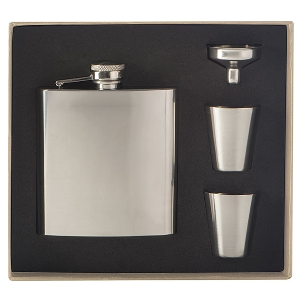 Logo trade promotional product photo of: Hip flask with 2 shot glasses SANDVIKEN 170 ml