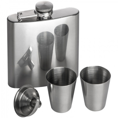 Logo trade advertising products image of: Hip flask with 2 shot glasses SANDVIKEN 170 ml