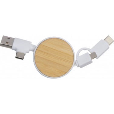 Logo trade promotional products image of: Bamboo charging cable GRONINGEN