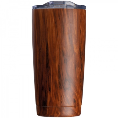 Logo trade promotional merchandise photo of: Stainless steel mug with wooden look COSTA RICA 550 ml