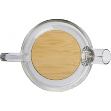 Logo trade promotional item photo of: Glass jug with bamboo lid FRANKFURT 1000ml
