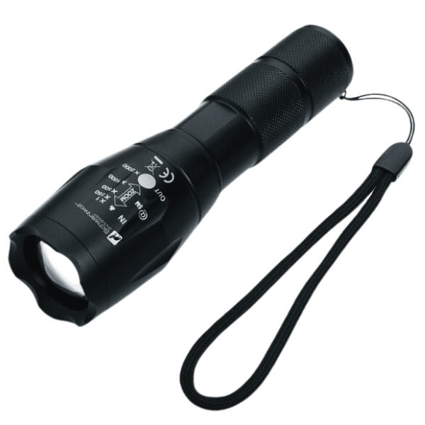 Logo trade promotional items picture of: Flashlight ANTELAO Schwarzwolf