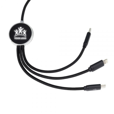 Logo trade business gifts image of: 3in1 long cable with elighted logo for engraving, W201TG