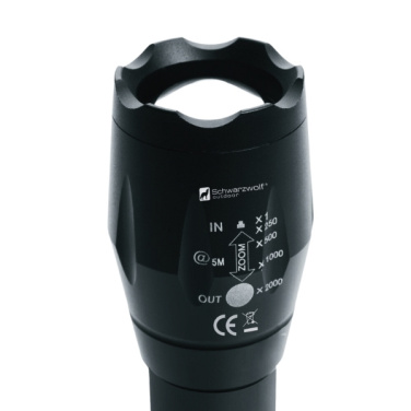 Logo trade promotional merchandise image of: Flashlight DELGADA Schwarzwolf