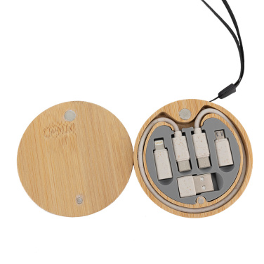 Logotrade promotional giveaway picture of: 4in1 cable in wooden case, LH-ZM01