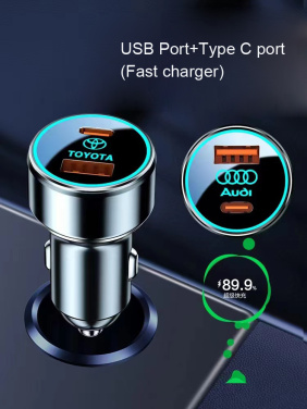 Logotrade business gift image of: Car charger with enlighted logo for engraving