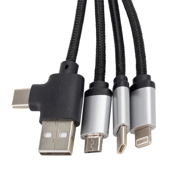 Logo trade promotional product photo of: 4-in-1 cable with elighted logo in a wooden casing, LH-ZMU05