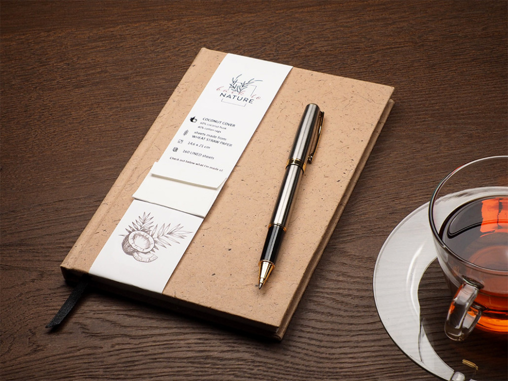 Logo trade promotional item photo of: Recycled Coconut Notebook 209734100
