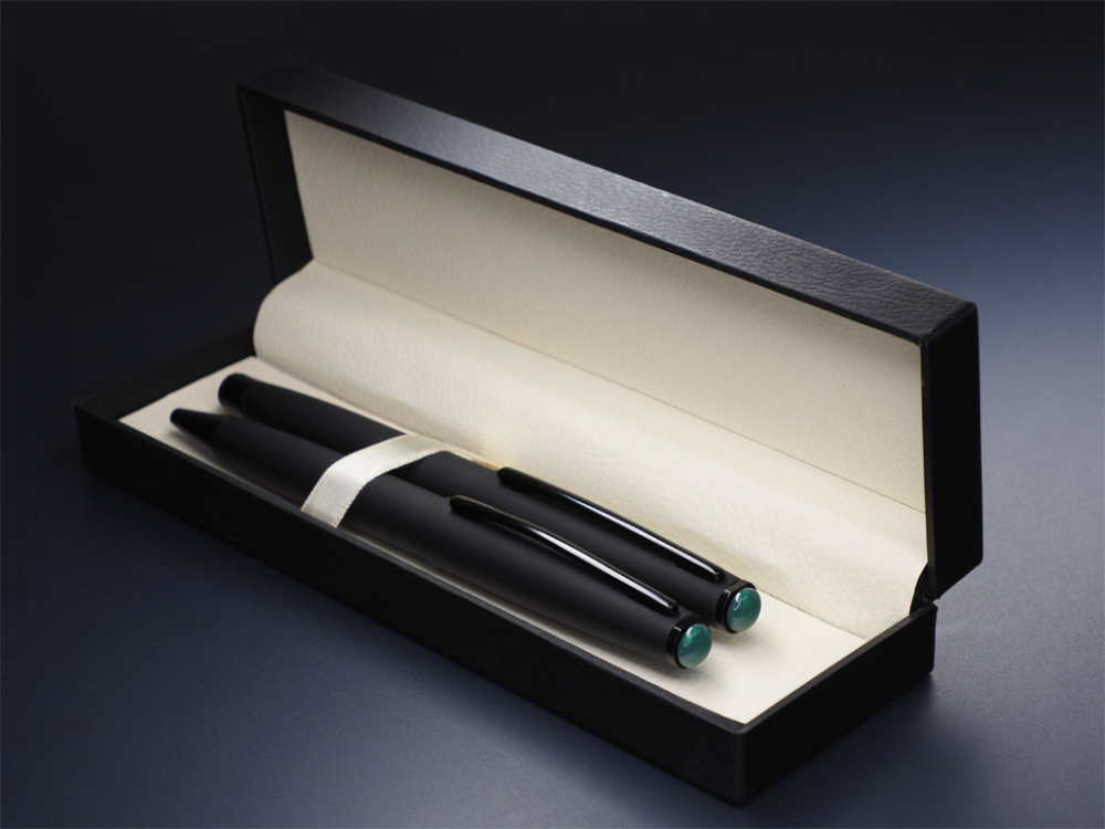 Logo trade promotional merchandise photo of: Agate stone Pen set 1289036