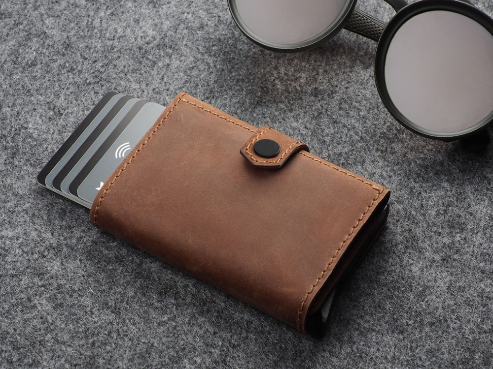 Logo trade advertising product photo of: RFID wallet - Hunter Leather 2109284