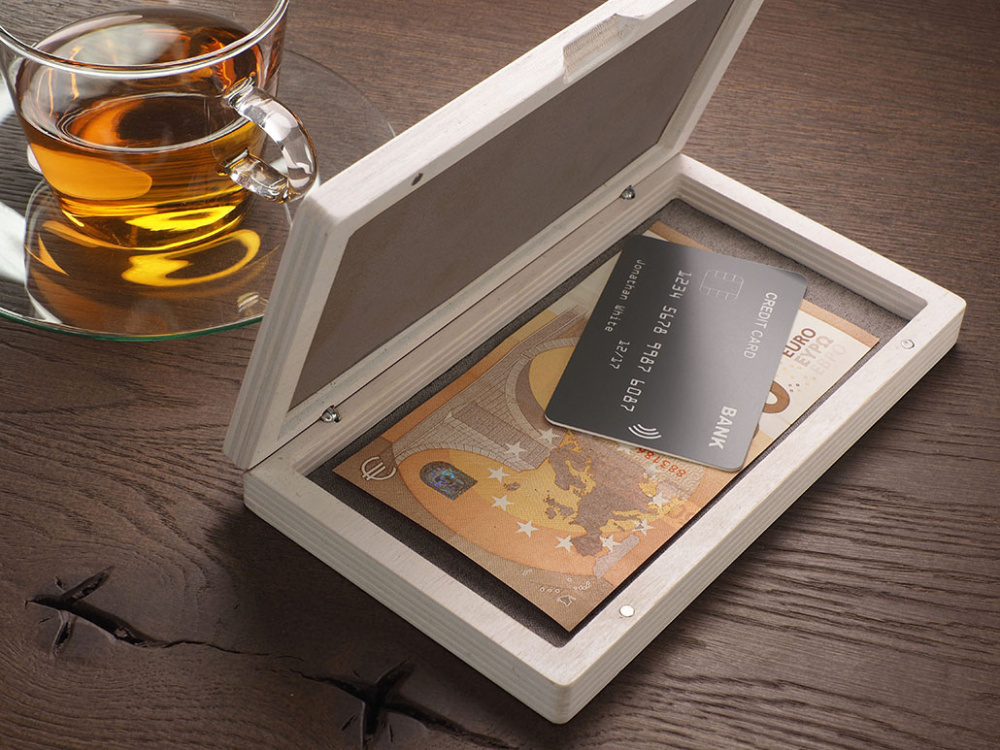 Logo trade promotional merchandise photo of: Wooden bill box 1816121