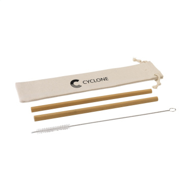 Logo trade promotional merchandise photo of: ECO Bamboe Straw Set bamboo straws