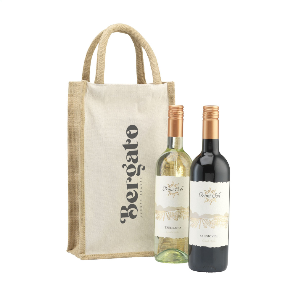 Logo trade promotional products image of: Jute Canvas Double Wine Bag