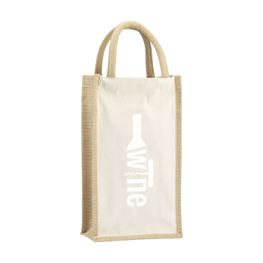 Logo trade promotional merchandise image of: Jute Canvas Double Wine Bag
