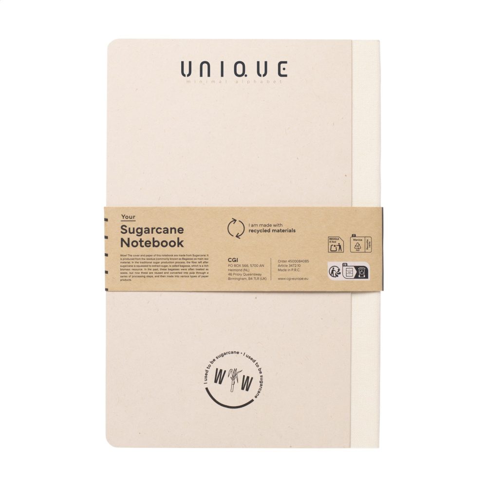 Logo trade promotional giveaways image of: Sugarcane Paper Notebook A5