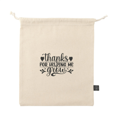 Logo trade promotional merchandise picture of: Gift Pouch Natural GRS Recycled Cotton (150 g/m²) M